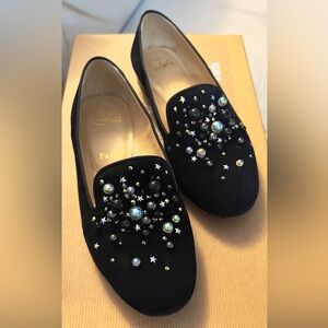 Authentic Christian Louboutin Swarovski Suede Flats
